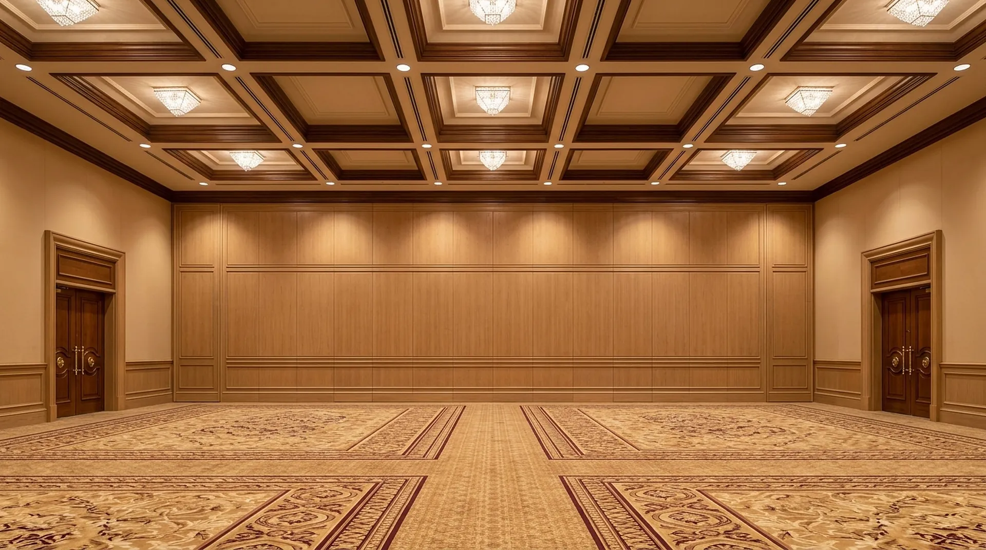 Salón de hotel vacío, antes del montaje